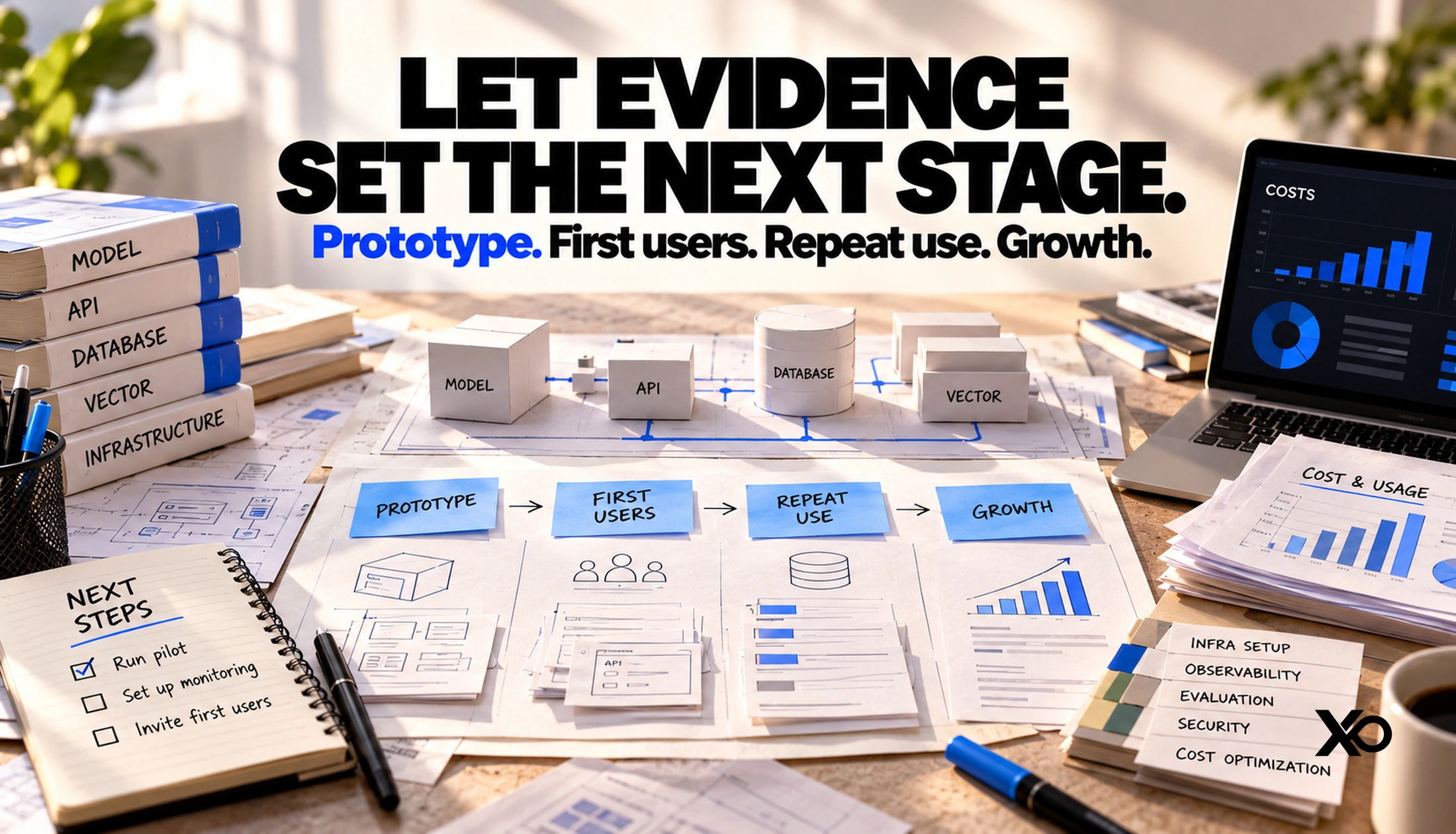 AI startup infrastructure roadmap from proving one workflow to meeting documented obligations.