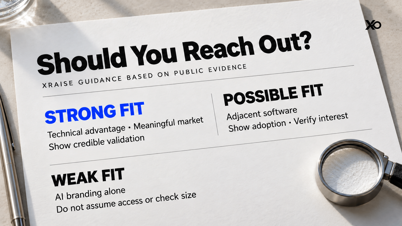 XRaise guidance for assessing founder fit and preparing outreach to Sam Altman